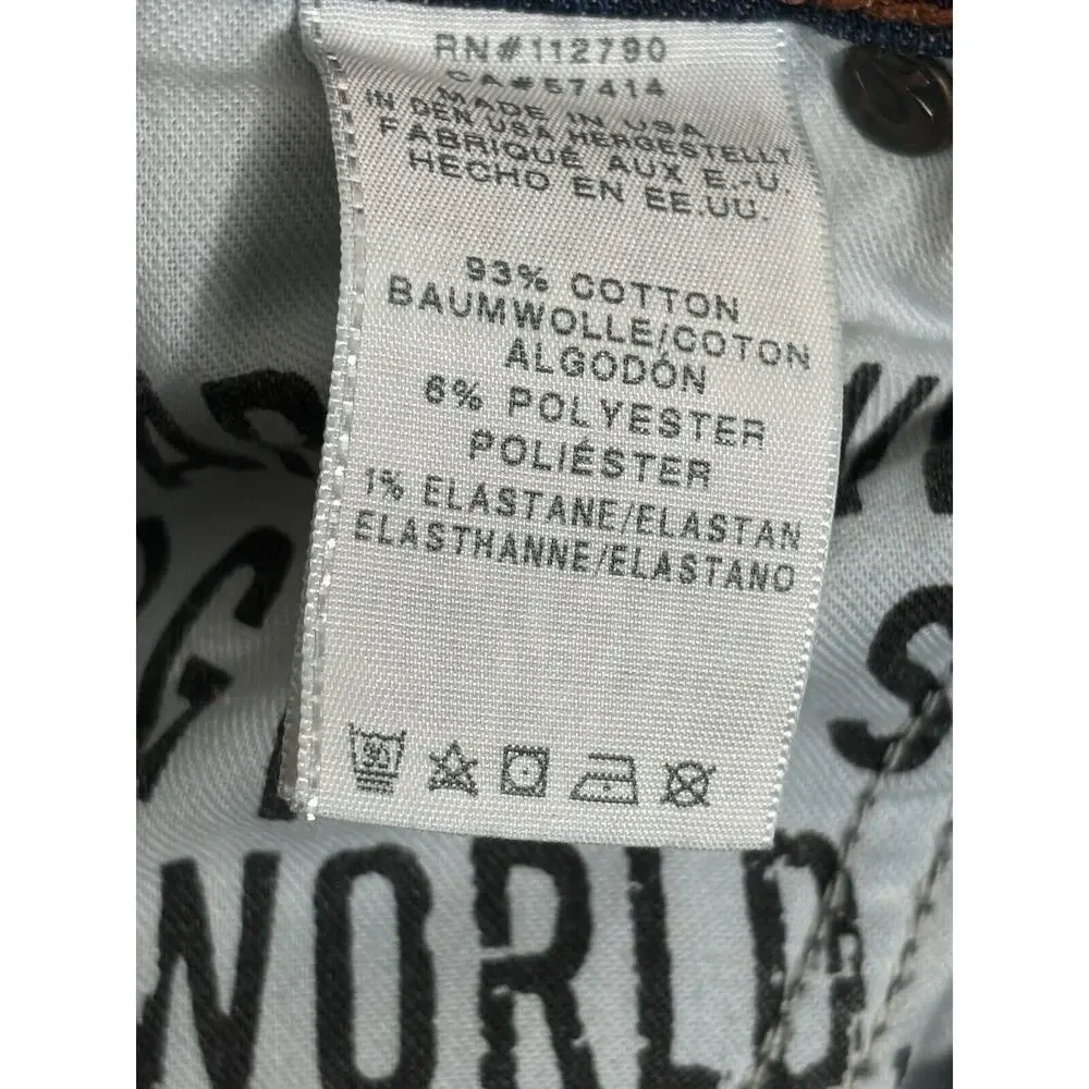 TRUE RELIGION WESTBROOK ROCCO Relaxed Skinny Leg Blue Jeans 34 X 32